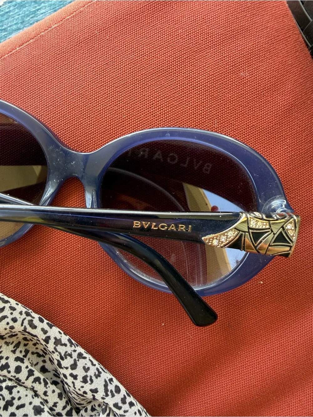 Bulgari Women's Blue Oval Sunglasses with Dark Lenses